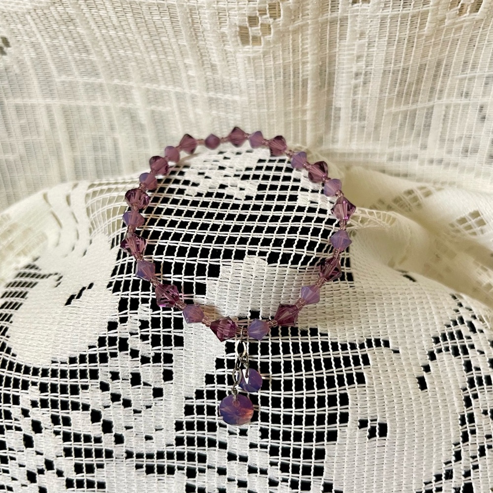 Elegant Purple Crystal Beaded Bracelet